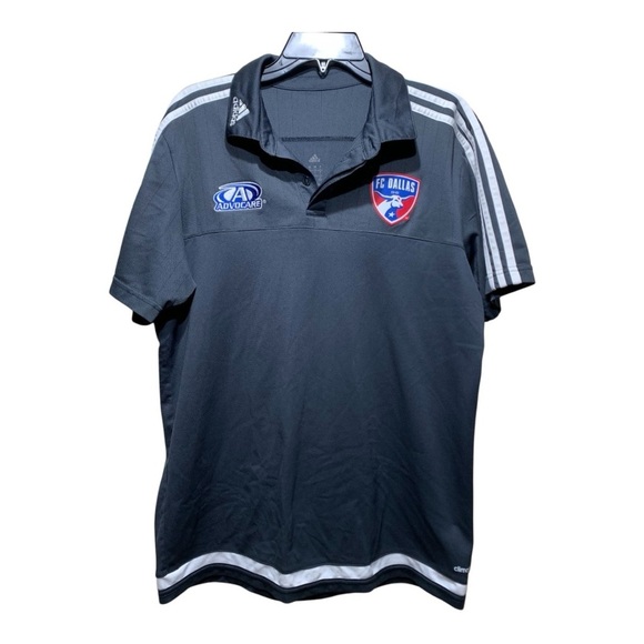 Adidas Clima-Cool FC Dallas Men's Black Polo Shirt Sz Large - Picture 1 of 3